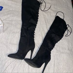 “Call It Spring” OBRUSSA / Boots/Knee-High Boots/Black Suede/Size US 5